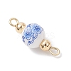 Handmade Flower Printed Porcelain Ceramic Round Links Connector Charms PALLOY-JF04451-02-4