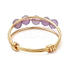 Natural Round Amethyst Beaded Finger Rings RJEW-TA00118-01-4