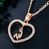 Alloy Crystal Rhinestone Heart with Initial Pendant Necklaces WGD4CFD-23-1