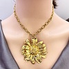 304 Stainless Steel Sunflower Shaped Pendant Necklaces for Women NJEW-L467-03G-1