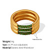 304 Stainless Steel Emerald Rhinestone Finger Rings WGDC4F7-01-1