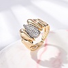 Brass Micro Pave Clear Cubic Zirconia Cuff Finger Rings for Women RJEW-C116-16G-2