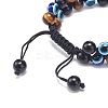 Natural Tiger Eye & Eyeless Obsidian & Resin Evil Eye Braided Bead Bracelet BJEW-JB08840-02-5