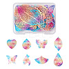 16Pcs 8 Style 430 Stainless Steel Filigree Pendants STAS-BY0001-15-1