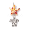 7Pcs 7 Styles Dyed Synthetic Turquoise Starfish & Alloy Sea Animals Pendants PALLOY-JF03754-4