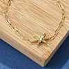 S925 Sterling Silver Micro Pave Cubic Zirconia Link & Charm Bracelets for Women BJEW-K276-02G-2