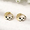 Tartan Pattern Brass Enamel Hoop Earrings for Women LS-EJEW-G460-01G-2