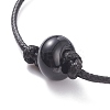 Natural Black Agate(Dyed & Heated) Disc Beaded Cord Bracelet BJEW-JB07686-03-5