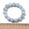 Frosted Natural Aquamarine Round Beads Stretch Bracelets for Women BJEW-Z158-01-5
