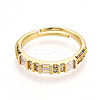 Brass Micro Pave Clear Cubic Zirconia Cuff Rings for Women KK-T070-116-2