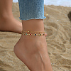 Fashionable Brass Cubic Zirconia Double Layer Women's Anklets in Real 18K Gold Plated Casual Style HU5590-3