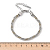 Two Tone 304 Stainless Steel Box Chain Rolled Bracelets for Women Men BJEW-Q028-01GP-3