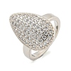 Real Platinum Plated Brass Micro Pave Clear Cubic Zirconia Cuff Rings RJEW-L113-018P-03-1