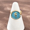 304 Stainless Steel Enamel Open Cuff Rings for Women RJEW-K301-06A-01-3