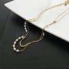 304 Stainless Steel Coreana Chains Double Layer Necklaces BJEW-K257-04G-2