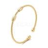 Rack Plating Brass Oval Beaded Cuff Bangle for Women BJEW-M298-13G-3