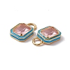 Pink Glass Rectangle Pendants KK-I696-10G-02-2