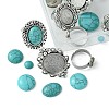 DIY Adjustable Oval/Half Round Synthetic Turquoise & Stainless Steel & Iron Finger Rings Making Kits DIY-FS0006-13-3