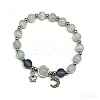 Moon Alloy Cat Eye & Natural Moonstone Round Beaded Charm Bracelets WG18D49-05-1