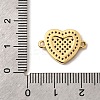 Brass Micro Pave Clear Cubic Zirconia Heart Connector Charms KK-I360-013G-01-3