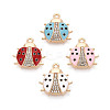Rack Plating Alloy & Rhinestone & Enamel Pendants ENAM-T024-02M-G-1