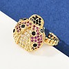 Brass Micro Pave Colorful Cubic Zirconia Cuff Rings RJEW-P155-03G-3