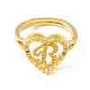 Real 18K Gold Plated Brass Alphabet Adjustable Rings RJEW-M139-18B-2