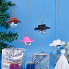 4Pcs 4 Colors Plastic Cap with Glass Disco Ball Pendant Necklace with Iron Ball Chains NJEW-GA0001-06-4