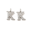 Initial Letter Brass Micro Pave Cubic Zirconia Pendants ZIRC-F008-K-1