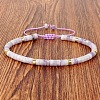 Natural Lepidolite Heishi Beads Adjustable Braided Bracelets for Men Women BX7041-17-1
