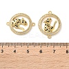 Rack Plating Brass Black Cubic Zirconia Flat Round with Leopard Connector Charms KK-C084-16G-3