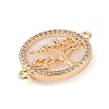 Brass Pave Shell Flat Round Connector Charms KK-Q816-06G-2