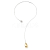 304 Stainless Steel Teardrop Pendant Open Cuff Necklaces for Women NJEW-R003-02GP-01-2