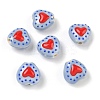 Heart Pattern Handmade Porcelain Enamel Beads PORC-G016-03M-1