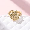 Brass Micro Pave Cubic Zirconia Adjustable Open Cuff Rings for Women RJEW-A072-01A-G-2