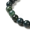 Natural Moss Agate Beaded Stretch Bracelets X-B072-5-2