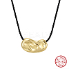 925 Sterling Silver Textured Coffee Bean Pendant Adjustable Black Polyester Cord Necklaces for Women NJEW-H074-03G-2