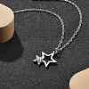 304 Stainless Steel Crystal Rhinestone Double Star Pendant Cable Chain Necklaces LS-NJEW-Z056-02A-P-1
