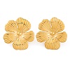 Ion Plating(IP) Flower 304 Stainless Steel Stud Earrings for Women EJEW-L272-031G-03-1
