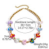 CCB Plastic Round Heart Beaded Necklaces with Alloy Clasps for Women FS-WGB3FE7-01-1
