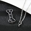 304 Stainless Steel Black Enamel Paw Print Bone Pendant Pet Urn Ashes Necklaces NJEW-S455-06P-5