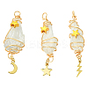 3Pcs 3 Styles Electroplated Natural Quartz Crystal Big Pendants PALLOY-YW00079-01-1