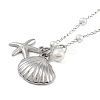 304 Stainless Steel with Shell Pearl Pendant Necklaces NJEW-Z033-02P-2