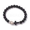 Halloween Skull & Cross Dyed Synthetic Turquoise Bracelets BJEW-JB10852-02-1