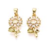 Brass Micro Pave Cubic Zirconia Pendants KK-T071-135G-01-1