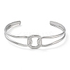 Non-Tarnish 304 Stainless Steel Hollow Rectangle Cuff Bangle for Women BJEW-D061-03P-1