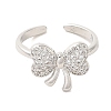 Bowknot Brass Micro Pave Clear Cubic Zirconia Cuff Rings for Women RJEW-G311-04C-P-2