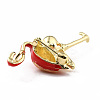 Flamingo Alloy Brooch with Resin Pearl JEWB-O009-09-3