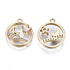 Brass Micro Pave Clear Cubic Zirconia Pendants KK-S359-141-RS-2