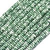 Frosted Natural Green Spot Jasper Beads Strands G-K389-C41-01-2